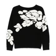 Blugirl Blommig Jacquard Rund Hals Tröja Black, Dam