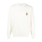 Marcelo Burlon Sunset Cross Stickad Basic Crew Beige, Herr