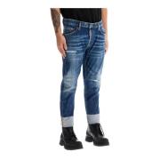 Dsquared2 Förstörda Sailor Jeans med Ankelrulle Blue, Herr