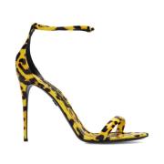 Dolce & Gabbana Leopardmönstrade Läder Sandaler med Remmar Yellow, Dam