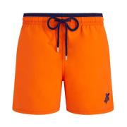 Vilebrequin Tvåfärgade Solid Bicolour Badshorts för Herrar Orange, Her...