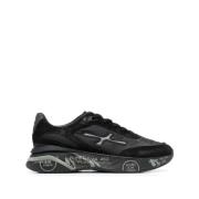 Premiata Nylon och Mocka Sneakers Black, Herr