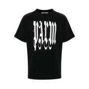 Palm Angels Gotiskt Logotryck Svart T-shirt Black, Herr