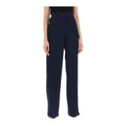 Stella McCartney Flytande Crepe Palazzo Byxor Blue, Dam