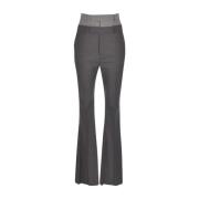 Sportmax Elegant Flared Trousers Gray, Dam