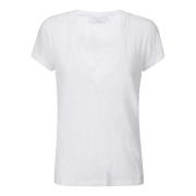 IRO Djup V-ringad kortärmad T-shirt White, Dam