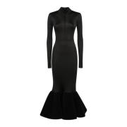 David Koma Sammet Midi Klänning Black, Dam