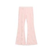 Soulland Blommig Sammet Flare Byxor Pink, Dam