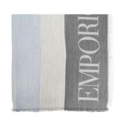 Emporio Armani Klarblå Scarf med Logo Motif Multicolor, Dam