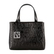 Armani Exchange Metall Logo Shoppingväska Black, Dam