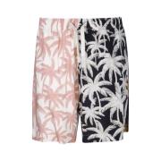 Palm Angels Multifärgad Patchwork Palms Shorts Multicolor, Herr