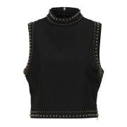 Gestuz Svart Crop Top med Hög Hals Black, Dam