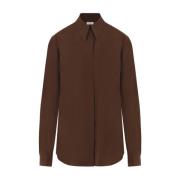 Dries Van Noten Brun Crêpe de Chine Skjorta Brown, Dam