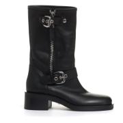 Strategia Svart Läder Ankel Biker Boots Black, Dam