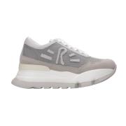 Rucoline Vit Grå Sneakers Mesh Mocka Plattform White, Dam