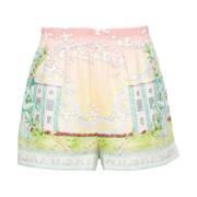 Casablanca Grafiskt Tryck Linne Shorts Multicolor, Dam