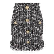 Balmain Elegant Tweedkjol Noir/Multico Black, Dam