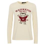 Max Mara Weekend Tryckt bomull långärmad T-shirt White, Dam