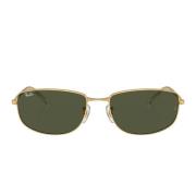 Ray-Ban Oregelbundna metall solglasögon gröna linser Yellow, Unisex