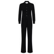 Emerson Renaldi Svart Cashmere Knäppt Jumpsuit med Fickor Black, Dam