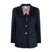 Thom Browne Blå RWB Randig Blazer Jacka Blue, Dam