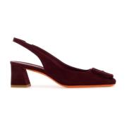 Santoni Burgundy mockapumps 5,5 cm klack Red, Dam