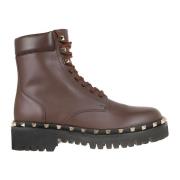 Valentino Garavani Studded Combat Boot i Platina Brown, Dam