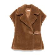 Liu Jo Brun Faux-Shearling Dubbelknäppt Jacka Brown, Dam