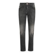 Philipp Plein Grå Splash Straight Cut Jeansbyxor Gray, Herr