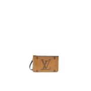 Louis Vuitton Dubbel Dragkedja Pochette i Monogram Canvas Brown, Dam