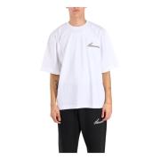 Laneus Broderad logotyp boxy T-shirt White, Herr