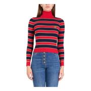 Elisabetta Franchi Randig lurex ribbad cropped topp Multicolor, Dam