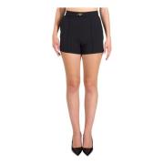 Elisabetta Franchi Stretch Crepe Shorts med Metalllogo Black, Dam