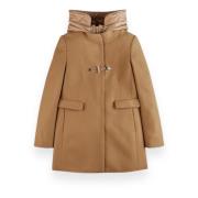 Fay Toggle Coat Nylon Front Brown, Dam