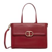 Twinset Röd Läder Shopper Väska 'Brera' Red, Dam