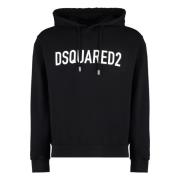 Dsquared2 Logo Print Hoodie med Ribbade Manschetter Black, Herr