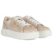 PINKO Präglade lädersneakers med Love Birds Beige, Dam