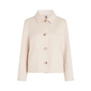 Tommy Hilfiger Kort ullblandad trenchcoat Beige, Dam