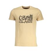 Cavalli Class Beige Bomull Logo Print T-shirt Beige, Herr