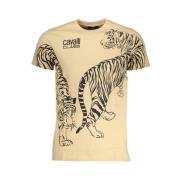 Cavalli Class Tryck Logo Kortärmad T-shirt Beige, Herr