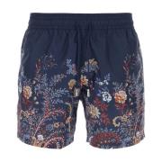 Etro Stiliga Navy Blue Swim Shorts Multicolor, Herr