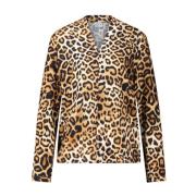 Emily Van den Bergh Blus med leopardtryck och V-ringning Brown, Dam