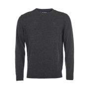 Barbour Essential Lambswool Crew Sweater i kolgrå Gray, Herr