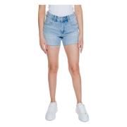 VERO MODA Blå Bomullsshorts med Dragkedja Blue, Dam