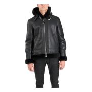 Schott NYC Shearling Skinnjacka med Dragkedja Black, Herr