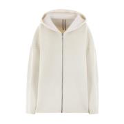 Rick Owens Hooded Wool Sweater with Zip Beige, Dam