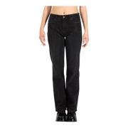 Purple Brand Kristall Slim Straight Denim Jeans Black, Dam