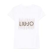 Liu Jo T-shirt med strass och rund hals White, Dam