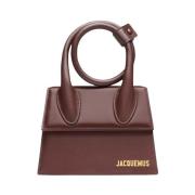 Jacquemus Liten Mörkbrun Läder Väska Brown, Dam