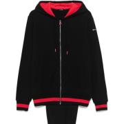 Kiton Svart Bomull Jersey Hoodie och Byxor Black, Herr